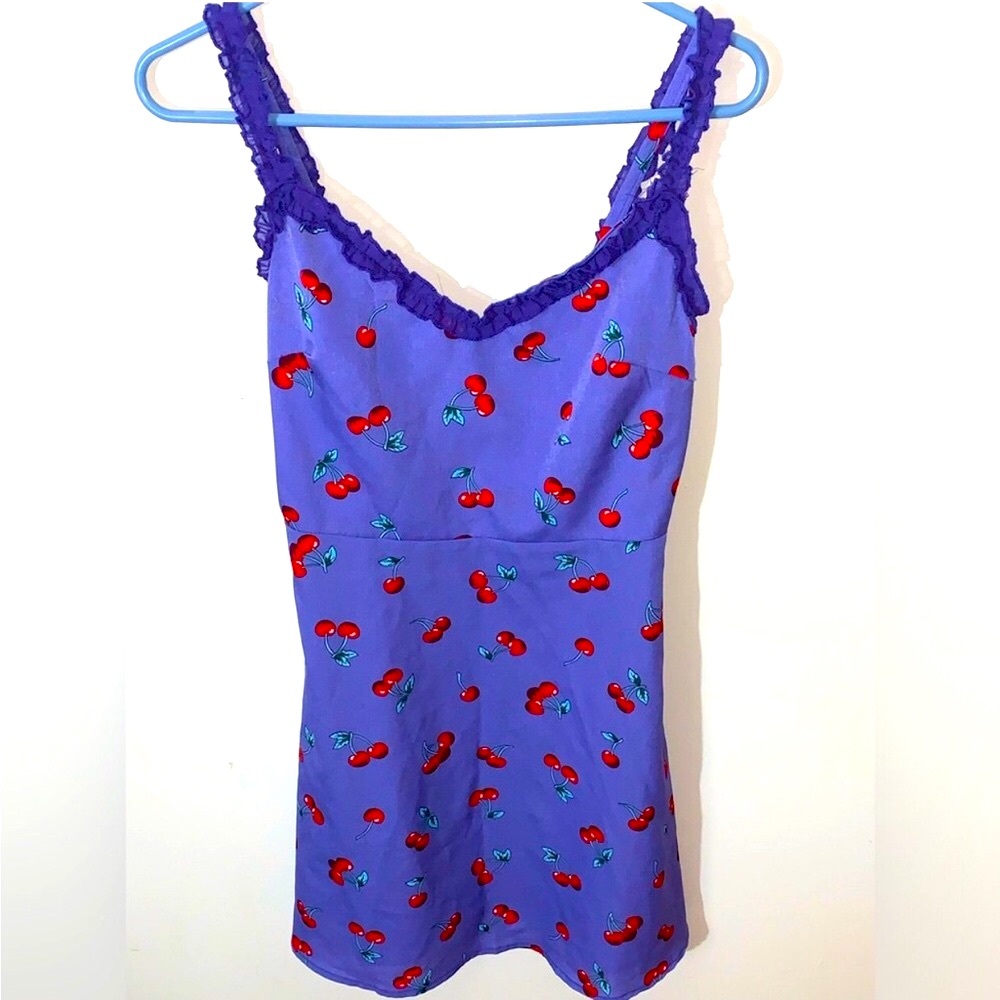 SHEIN Purple Cherry Print Mini Dress